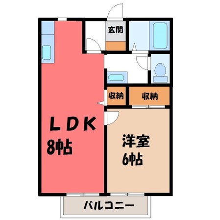 新栃木駅 徒歩33分 1階の物件間取画像